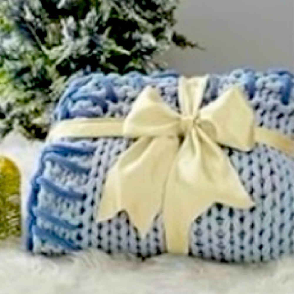 Bedsure cable knit light blue new 50X60 blanket.